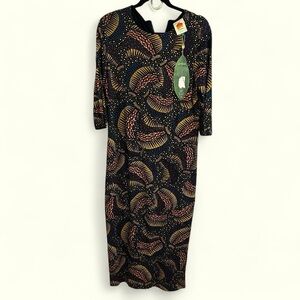 Farm Rio New Black Wild Bananas Jersey Stretch Dress size XL coastal chic